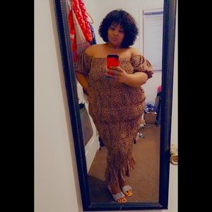 Rebdoll cheetah print body con dress with flare bottom. Size 3x